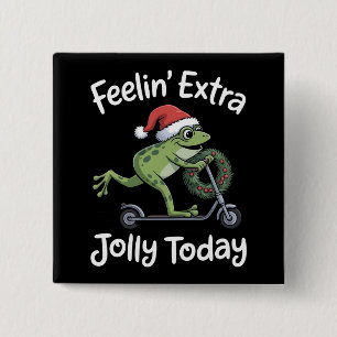 Badge Carré 5 Cm Grenouille de Noël drôle se sentant particulièreme