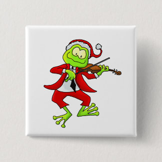 Badge Carré 5 Cm Grenouille de violon de Noël