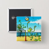 Badge Carré 5 Cm Grenouille de volleyball (Devant & derrière)