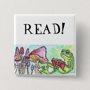 Badge Carré 5 Cm Grenouille du livre d'histoire