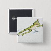 Badge Carré 5 Cm Grenouille en saut 2 (Devant & derrière)
