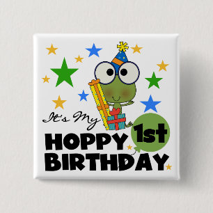 Badge Carré 5 Cm Grenouille Hoppy 1er Anniversaire T-shirts et cade