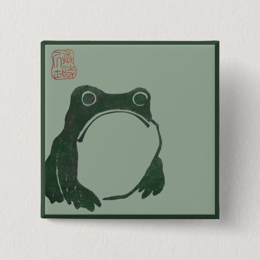 Badge Carré 5 Cm Grenouille japonaise d'ukiyo d'art (Devant)