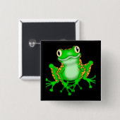 Badge Carré 5 Cm Grenouille verte (Devant & derrière)