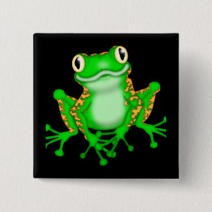 Badge Carré 5 Cm Grenouille verte