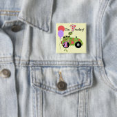Badge Carré 5 Cm Grenouilles Mod 1er anniversaire (En situation)