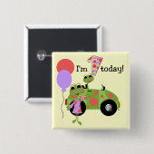 Badge Carré 5 Cm Grenouilles Mod 1er anniversaire (Devant & derrière)