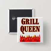 Badge Carré 5 Cm Grill Queen Funny BBQ Dit (Devant & derrière)