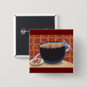 Badge Carré 5 Cm Grillades au barbecue avec des tongues et des broc (Devant & derrière)