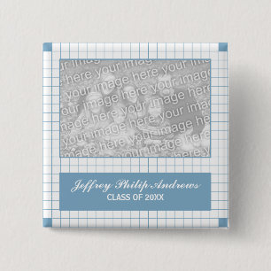 Badge Carré 5 Cm Grille bleue