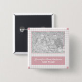Badge Carré 5 Cm Grille rose (Devant & derrière)