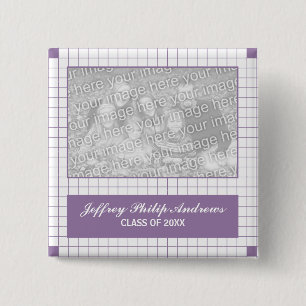 Badge Carré 5 Cm Grille violette