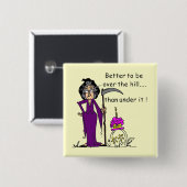 Badge Carré 5 Cm Grim Reaper Humour d'anniversaire (Devant & derrière)