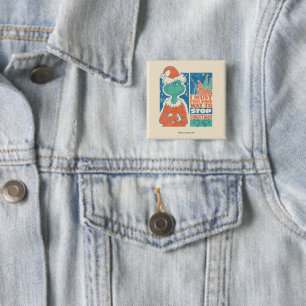 Badge Carré 5 Cm Grinch Arrêtez Noël Graphique Vintage