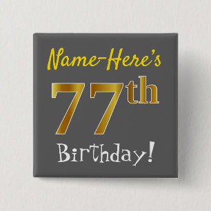 Badge Carré 5 Cm Gris, anniversaire d'or de Faux