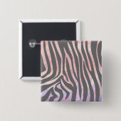 Badge Carré 5 Cm Gris clair et rose Zebra (Devant & derrière)