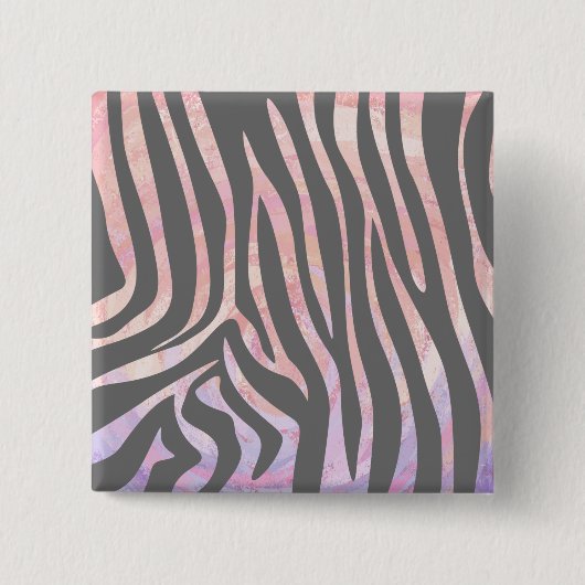 Badge Carré 5 Cm Gris clair et rose Zebra (Devant)