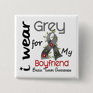 Badge Carré 5 Cm Gris d'usage de la tumeur cérébrale I pour mon ami