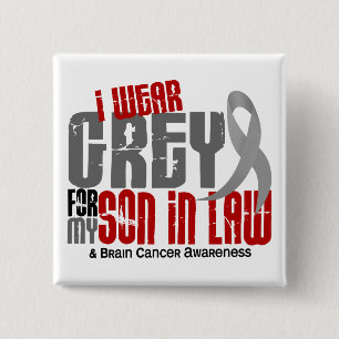 Badge Carré 5 Cm Gris d'usage du cancer du cerveau I pour mon