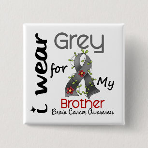 Badge Carré 5 Cm Gris d'usage du cancer du cerveau I pour mon frèr