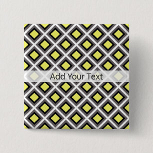 Badge Carré 5 Cm Gris foncé, noir, diamants Ikat jaunes par STaylor