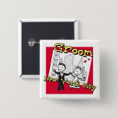 Badge Carré 5 Cm Groom NYC (Devant & derrière)