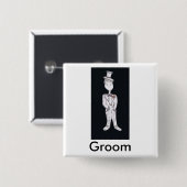 Badge Carré 5 Cm Groom Tuxedo (Devant & derrière)