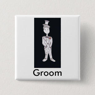 Badge Carré 5 Cm Groom Tuxedo
