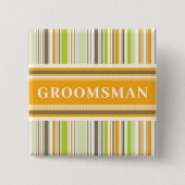 Badge Carré 5 Cm GROOMSMAN Retro Orange Mint Stripes Mariage simple (Devant)