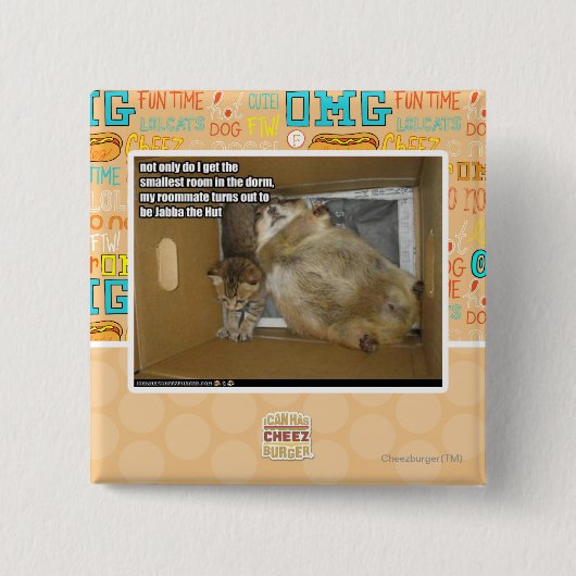 Badge Carré 5 Cm Gros compagnon de chambre (Devant)