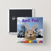 Badge Carré 5 Cm Groundhog April Fool Day (Devant & derrière)