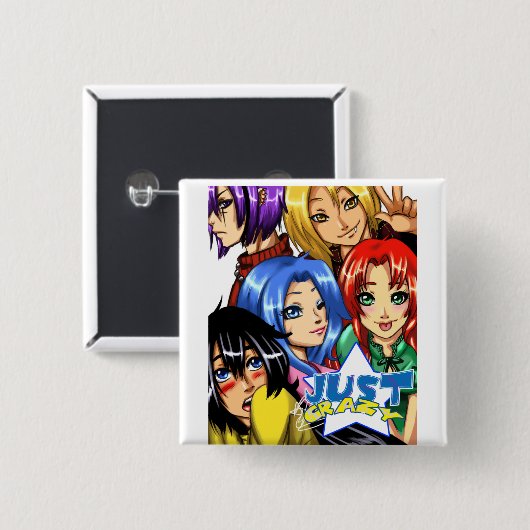 Badge Carré 5 Cm groupe justcrazy (Devant & derrière)