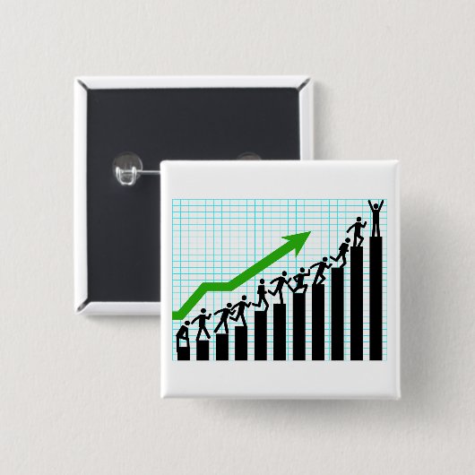 Badge Carré 5 Cm Growth Success Progress Bar Chart (Devant & derrière)