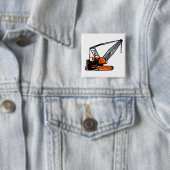 Badge Carré 5 Cm Grue de construction orange (En situation)