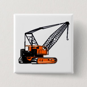Badge Carré 5 Cm Grue de construction orange