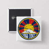 Badge Carré 5 Cm Grunge ronde libre du Thibet (Devant & derrière)