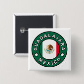 Badge Carré 5 Cm Guadalajara Mexique (Devant & derrière)