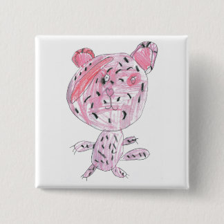 Badge Carré 5 Cm Guépard rose
