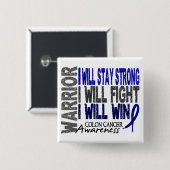 Badge Carré 5 Cm Guerrier de cancer du colon (Devant & derrière)