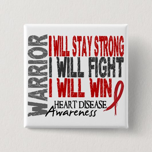 Badge Carré 5 Cm Guerrier de maladie cardiaque (Devant)