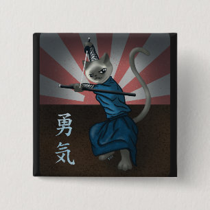 Badge Carré 5 Cm Guerrier Kitten