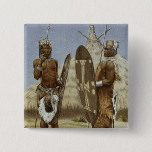 Badge Carré 5 Cm Guerriers de Nyam-nyam de l'histoire de l'humanit