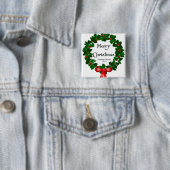 Badge Carré 5 Cm Guirlande de Joyeux Noël (En situation)
