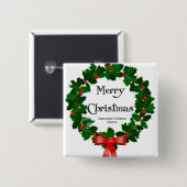 Badge Carré 5 Cm Guirlande de Joyeux Noël (Devant & derrière)