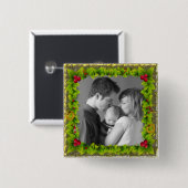 Badge Carré 5 Cm Guirlande de Noël (Devant & derrière)