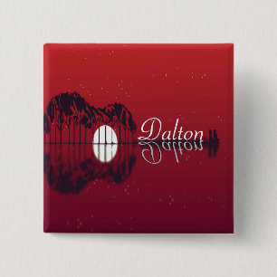 Badge Carré 5 Cm Guitar Cove Nom de la réflexion