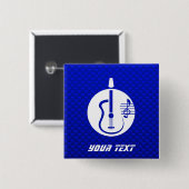 Badge Carré 5 Cm Guitare acoustique bleue (Devant & derrière)