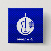 Badge Carré 5 Cm Guitare acoustique bleue (Devant)