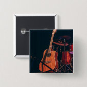 Badge Carré 5 Cm Guitare acoustique cool (Devant & derrière)