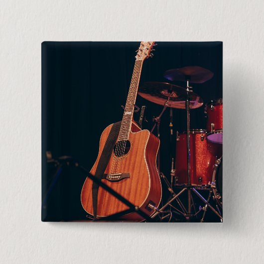 Badge Carré 5 Cm Guitare acoustique cool (Devant)